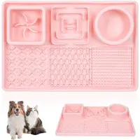Unyqoos Anti-Slip Slow Feeder Voerbak en Leckmat voor Honden en Katten - Roze