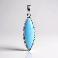 Cavill - Zilveren Hanger - 925 Sterling Zilver Gerhodineerd - 5,83 Ct Marquise Larimar Cabochon - Lichtblauw - Handgemaakt Sieraad Dames