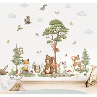 Unyqoos Grote Muurstickers met Bosdieren voor Kinderkamer en Babykamer Decoratie