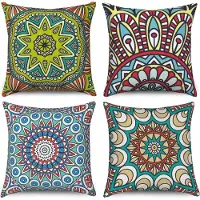 Unyqoos Set van 4 Boheemse Kussenslopen 40x40 cm voor Binnen en Buiten Decoratie