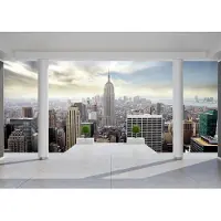 Unyqoos Groot vliesfotobehang met New York balkon voor moderne woonkamer decoratie
