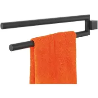 Unyqoos Zwarte handdoekenrail met twee beweegbare armen voor moderne badkamers