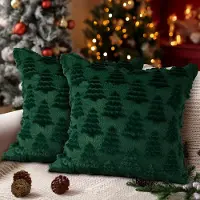 Unyqoos Set van twee decoratieve kerst kussenhoezen met feestelijk ontwerp