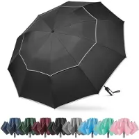 Unyqoos Windbestendige en opvouwbare golfparaplu met automatische bediening en reflecterende strepen