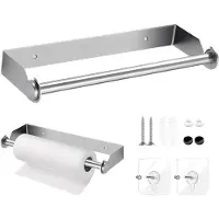 Unyqoos RVS keukenrolhouder voor wandmontage – 28 cm, boorvrije installatie (zelfklevend of schroefbaar) voor keukenrol en vershoudfolie