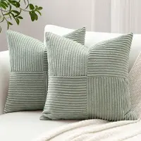 Unyqoos Set van 2 stijlvolle corduroy kussenslopen met kruis strepen patroon voor decoratieve sierkussens