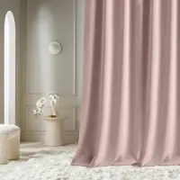 Unyqoos Decoratief Modern Schuifgordijn met Zilveren Openingen voor Woonkamer en Slaapkamer, Poederroze, 140 x 230 cm