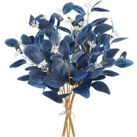 Unyqoos Set van 12 Blauwe Eucalyptus Kunsttakken voor Stijlvolle Binnenhuisdecoratie, blauw, 50 cm