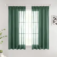 Unyqoos Moderne Transparante Gordijnen voor Slaapkamer en Woonkamer, Set van 2, Donkergroen, 140 x 145 cm