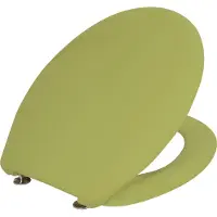Unyqoos toiletbril van antibacterieel Duroplast, mosgroen, ovaal, 44,6 x 37,2 cm, met roestvrijstalen scharnieren, belastbaar tot 150 kg