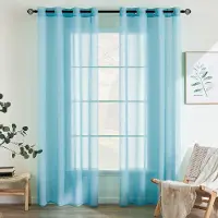 Unyqoos Transparante Polyester Gordijnenset met Luchtige Textuur voor Slaapkamer en Woonkamer, 140 x 215 cm