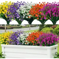 Unyqoos Set van 10 kleurrijke kunstbloemen voor binnen- en buitendecoratie
