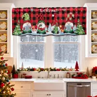 Unyqoos Rode kerstgordijnen voor keuken en woonkamer met decoratieve patronen