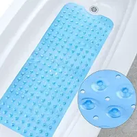 Unyqoos Extra Lange Antislip Douchemat, Schimmelbestendig en Machinewasbaar, 100 x 40 cm, Transparant Blauw