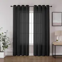 Unyqoos Linnenlook semi-transparante voile gordijnen met oogjes voor woonkamer en slaapkamer