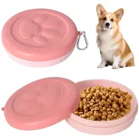 Unyqoos Draagbare, lekvrije drink- en voederschaal, 370 ml, 14x14x4 cm, kunststof met karabijnhaak – ideaal voor reizen en wandelingen (honden en katten)