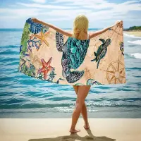 Unyqoos Extra Groot Sneldrogend Strandhanddoek met Oceaan Thema voor Diverse Activiteiten