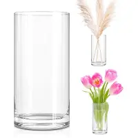 Unyqoos Stijlvolle en veelzijdige glazen vaas cilinder voor moderne decoratie, 20cm, Glas