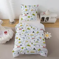 Unyqoos Zachte microvezel kinderbeddengoedset met autodesign en ritssluiting