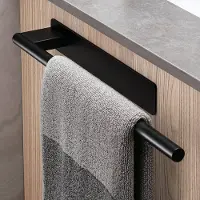 Unyqoos Stijlvolle zwarte zelfklevende handdoekhouder voor badkamer en keuken