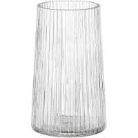 Unyqoos Moderne geribbelde glazen vaas voor bloemen en decoratie in huis, 20cm