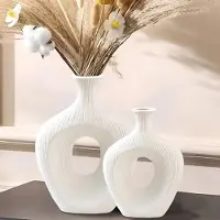 Unyqoos Set van 2 ronde matte keramische vazen voor stijlvolle interieurdecoratie