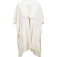 Unyqoos Dames Poncho met Pluche Hals en Zakken voor Elegante Winterstijl