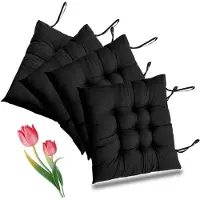 Unyqoos Set van 4 comfortabele zwarte stoelkussens voor binnen en buiten gebruik