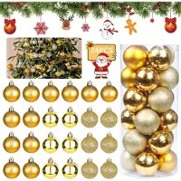Unyqoos Set van 24 kerstballen, 4 cm – onbreekbare kunststof kerstballen, mix van glanzend, glinsterend en mat, geschikt voor kerstboom en feestdecoratie
