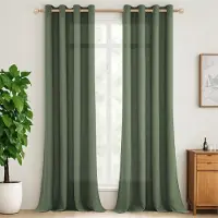 Unyqoos Gezellige Halftransparante Gordijnen in Linnenlook voor Woon- en Slaapkamer, Set van 2, 140x245 cm, Grijs-Roze