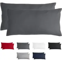 Unyqoos Set van 2 antraciete kussenslopen 40x80 cm met ritssluiting en ademend microvezel