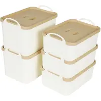 Unyqoos Stijlvolle en Veelzijdige Witte Kunststof Opbergdozen met Deksel - Set van 5 Stuks