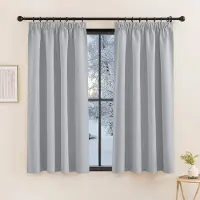Unyqoos Lichtgrijze thermogordijnen set met plooiband voor woonkamer 145x140 cm