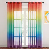 Unyqoos Kleurrijke gordijnen met kleurverloop voor kinderkamer meisjes 213x140 cm