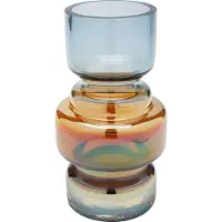 Unyqoos Kleurrijke en veelzijdige vaas voor bloemen en decoratie in huis, Blauw/Oranje, Glas, 18cm