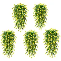 Unyqoos 5-delige set kleurrijke, realistische kunstplanten om op te hangen – ongeveer 76 cm, geschikt voor binnen en buiten, onderhoudsvrij, met kleurvaste bloemen