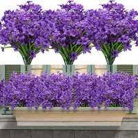 Unyqoos waterdichte kunstbloemen set – 16 bundels, elk met 5 flexibele stelen en weelderig groen blad, UV-bestendig en onderhoudsvrij, geschikt voor balkon, tuin en raamdecoratie