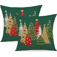 Unyqoos Set van 2 decoratieve kerstkussenhoezen van linnen voor binnen en buiten