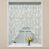 Unyqoos Wit bistrogordijn met vlinders en bloemen in transparante voile voor keuken en woonkamer