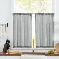 Unyqoos Charmante Linnenlook Vitrage Set voor Keuken en Balkon, Semi-Transparant, Elegant Landhuisontwerp, 65 x 60 cm