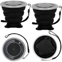 Unyqoos Opvouwbare Set van Vier Herbruikbare Siliconen Drinkbekers met Deksels en Koorden voor Outdoor Activiteiten