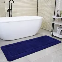 Unyqoos Grote blauwe badkamermat 60x150 cm met antislip en wasbare microvezel