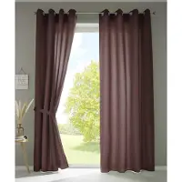 Unyqoos Elegante bruine gordijnenset van microsatijn met zilverkleurige oogjes
