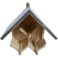 Unyqoos Houten Voederstation voor Tuinvogels met Drievoudige Pindakaashouder en Beschermend Dak