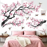 Unyqoos Charmante wanddecoratie met roze bloemen en vogels voor elke ruimte