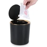 Unyqoos Tafelafvalbak met deksel voor bureau, keuken en badkamer in stijlvol zwart design