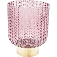 Unyqoos Elegante roze glazen vaas met messing detail voor stijlvolle decoratie