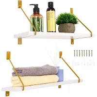 Unyqoos Stijlvolle Set van 2 Houten Wandrekken voor Iedere Ruimte