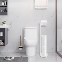 Unyqoos Vrijstaande toiletrolhouder van roestvrij staal, verchroomd afwerking, antislip voet met gewicht, opbergruimte voor 5 rollen, geen montage nodig