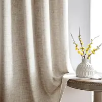 Unyqoos Stijlvolle Beige Linnenlook Gordijnen Set van 2 met Eenvoudige Installatie en Privacybescherming